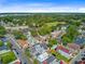 Overhead shot of a charming community with well-maintained homes, trees, and nearby commercial area at 6 Dewey St, Charleston, SC 29403