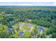 Aerial view of the neighborhood, featuring mature trees, well-maintained lawns, and residences at 708 Tierra Loop, Summerville, SC 29483