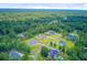 Wide aerial shot captures a neighborhood nestled in mature green trees offering tranquility at 708 Tierra Loop, Summerville, SC 29483