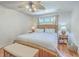 Stylishly furnished main bedroom with a ceiling fan, bench, and hardwood floors at 106 Nottingham Ct, Summerville, SC 29485