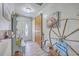 Inviting foyer featuring stylish decor, wood-look floors and a sliding barn door at 106 Nottingham Ct, Summerville, SC 29485