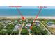 Aerial view showing beach access and the location of the house at 11 49th Ave at 11 49Th Ave, Isle of Palms, SC 29451