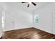 Well-lit bedroom with hard wood floors, a ceiling fan, and freshly painted walls at 112 Southsong Ln, Goose Creek, SC 29445