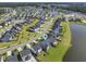 Lovely community shot from above, complete with a lake, lush green spaces, and a central marker at 120 Haverhill St, Summerville, SC 29486