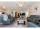 This living room boasts comfortable seating, a ceiling fan, and a large flat screen TV at 137 Salem Creek Dr, Goose Creek, SC 29445