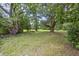 Serene backyard setting with lush green grass, mature trees, and a charming wooded area creating a peaceful escape at 1736 Central Ave, Summerville, SC 29483