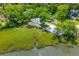 Aerial view showcases home next to serene waterways, offering stunning waterfront views and backyard patio at 1915 Quitman St, North Charleston, SC 29405
