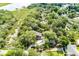 Aerial view of a beautiful home surrounded by lush trees and marsh, highlighting the natural setting at 2021 Lakeshore Dr, Charleston, SC 29412