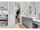 Bathroom boasts marble floors, gray vanity, and access to a walk-in closet at 3769 Summerton St, Mount Pleasant, SC 29466