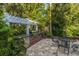 Outdoor kitchen and dining area featuring a built-in grill and lush green landscaping at 45 Scyamore Ave # 623, Charleston, SC 29407