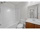 Bathroom with a shower-tub combo, vanity, and a view of the laundry room at 854 Bibury Ct, Charleston, SC 29414