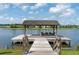 Beautiful lake view featuring a wooden dock with seating, a perfect spot for relaxing by the water at 1894 Brittlebush Ln, Johns Island, SC 29455
