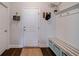 Convenient mudroom with storage bench, hooks, and stylish accents at 2024 Lanneau Ln, Johns Island, SC 29455