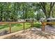 Backyard wooden deck with views of lush lawn, perfect for relaxing and entertaining outdoors at 207 Littlejohn St, Summerville, SC 29483