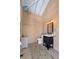Light and airy bathroom with modern fixtures, a sleek vanity, and a stylish patterned rug at 216 Freeman St, Mount Pleasant, SC 29464