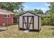 This backyard features a well-maintained storage shed and an easy access ramp at 245 Clarine Dr, Goose Creek, SC 29445
