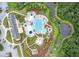 Aerial view of a luxury pool with extensive decking and landscaping at 3028 River Vista Drive Way, Mount Pleasant, SC 29466