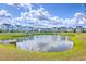 Scenic view of a community pond surrounded by lush greenery and homes at 312 Cypress Knee Landing, Summerville, SC 29483