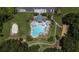 Aerial view of community pool and recreation area, surrounded by lush greenery at 406 Brookfield Ln, Goose Creek, SC 29445
