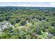 Aerial shot showing the neighborhood's lush tree coverage, interspersed with residential homes at 422 Geddes Ave, Charleston, SC 29407