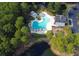Aerial view of the community pool surrounded by trees and adjacent parking at 4969 Franconia Dr, Summerville, SC 29485