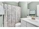 Bathroom featuring a vanity, toilet, shower with curtain, and a mirror at 519 Tarleton Dr, Summerville, SC 29483