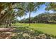 Lush green lawn with mature trees providing shade and natural beauty at 146 High Hammock Villas, Seabrook Island, SC 29455