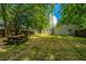Large, open backyard with mature trees and a picnic table, creating a relaxing outdoor space at 1612 Evergreen St, Charleston, SC 29407