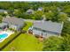 Aerial view of a home with a fenced yard, deck, boat parking, and mature landscaping at 2005 Thornhill Dr, Summerville, SC 29485