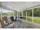 Covered porch with comfortable seating, ceiling fan, and an outdoor view of the backyard at 2005 Thornhill Dr, Summerville, SC 29485