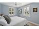 Inviting bedroom with plantation shutters, neutral paint, and a ceiling fan at 2407 Cameron Blvd, Isle of Palms, SC 29451