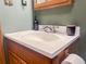 Close-up of bathroom vanity with modern faucet and decor at 24678 Augusta Hwy, Cottageville, SC 29435