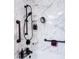 Updated marble shower with built-in shelves, rainfall shower head and a black grab bar at 274 Harvest Rd, Moncks Corner, SC 29461