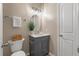 Stylish bathroom featuring a gray vanity, oval mirror, and a decorative plant at 364 Deep River Rd, Summerville, SC 29486