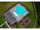 Aerial view of a community pool, playground, and surrounding landscaping at 438 Flat Rock Ln, Summerville, SC 29486