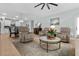Open-concept living area with modern lighting and comfortable seating at 4407 Palm Shadow Dr, Summerville, SC 29485