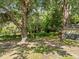 Serene backyard shaded by mature trees, perfect for relaxation and enjoying the peaceful outdoors at 4767 June St, North Charleston, SC 29405