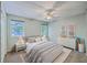 Well-lit bedroom with soft carpet, stylish ceiling fan, and modern furnishings at 106 Cicero Ct, Goose Creek, SC 29445