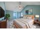 Bright bedroom features high ceilings, ceiling fan, hardwood floors, and natural light at 106 Cicero Ct, Goose Creek, SC 29445