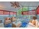 Bright sunroom featuring wicker furniture, floor-to-ceiling windows, and beautiful décor at 106 Cicero Ct, Goose Creek, SC 29445