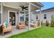 Cozy covered patio featuring outdoor furniture and a ceiling fan, perfect for relaxing outdoors at 110 True Blue Lp, Summerville, SC 29486