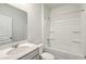 Spotless bathroom featuring a modern vanity and tub with shower at 124 Pontoria Dr, Knightsville, SC 29483
