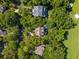 Overhead view of real estate near a golf course, nestled among beautiful trees at 132 Turnberry Dr, Johns Island, SC 29455