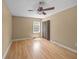 This bedroom has a ceiling fan and a closet at 133 Bramwell Dr, Summerville, SC 29485