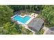 Aerial view of a community pool area with lounge chairs and well-maintained landscaping at 138 Wainwright Manor, Summerville, SC 29485