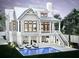 Expansive backyard featuring a modern pool, lounging area, and a covered porch at 1727 Atlantic Ave, Sullivans Island, SC 29482