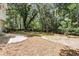 Spacious backyard with mature trees and a concrete patio for outdoor enjoyment at 220 Runnymede Ln, Summerville, SC 29485