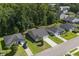 Overhead shot of homes showcasing a tree-lined neighborhood with manicured lawns and driveways at 3806 Sourwood Ct, Ladson, SC 29456