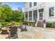 Beautiful backyard patio with stone fire pit, seating area, and manicured landscaping at 3870 Fifle St, Mount Pleasant, SC 29466