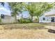 This backyard with healthy grass and a fire pit, partially surrounded by a brick border at 4756 Churchill Rd, North Charleston, SC 29405